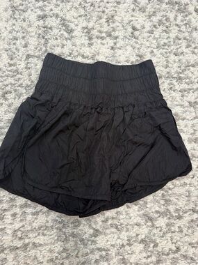 Free People Black Smocked Waist Athletic Shorts